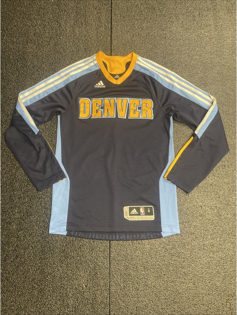 Adidas NBA Authentics Denver Nuggets Long Sleeve Shooting Shirt Mens Small